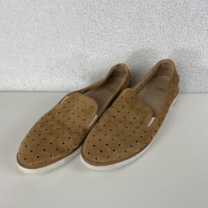 Johnston & Murphy Loafers Womens Sz 8.5M Brown Penelope Perforated Suede Slip On